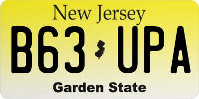 NJ license plate B63UPA