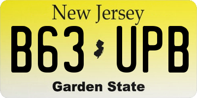 NJ license plate B63UPB