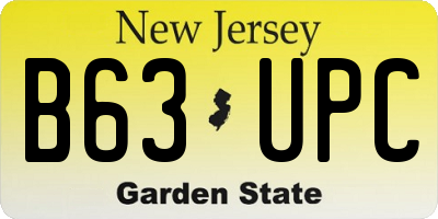 NJ license plate B63UPC