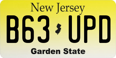 NJ license plate B63UPD