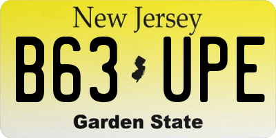 NJ license plate B63UPE