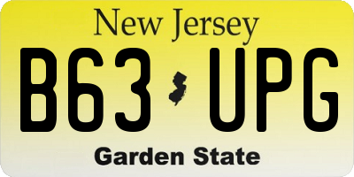 NJ license plate B63UPG