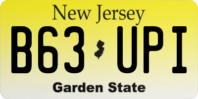 NJ license plate B63UPI