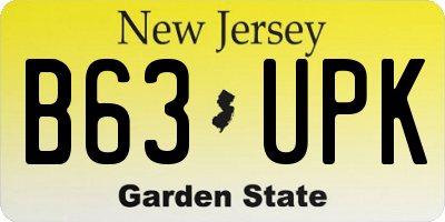 NJ license plate B63UPK