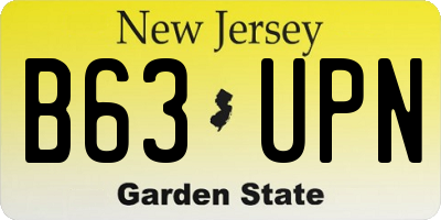 NJ license plate B63UPN