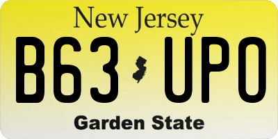 NJ license plate B63UPO