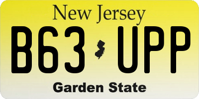 NJ license plate B63UPP