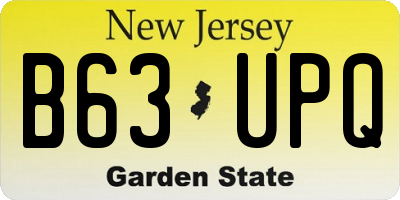 NJ license plate B63UPQ