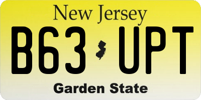 NJ license plate B63UPT