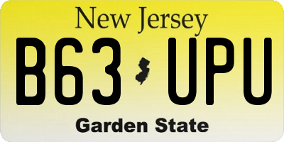 NJ license plate B63UPU
