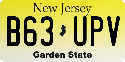 NJ license plate B63UPV