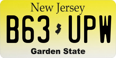 NJ license plate B63UPW