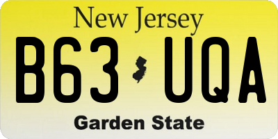 NJ license plate B63UQA