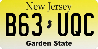 NJ license plate B63UQC