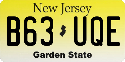 NJ license plate B63UQE