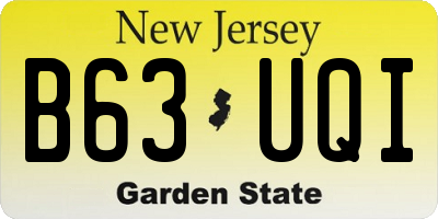 NJ license plate B63UQI