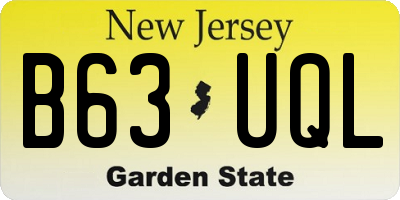 NJ license plate B63UQL