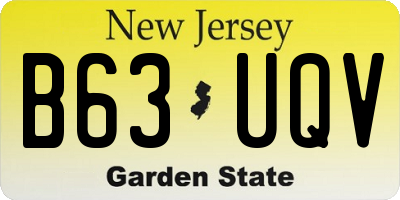 NJ license plate B63UQV