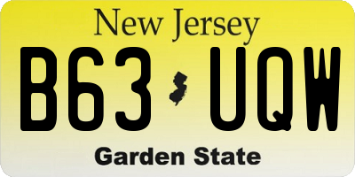 NJ license plate B63UQW