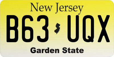 NJ license plate B63UQX