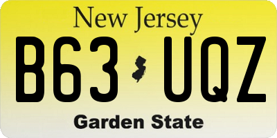 NJ license plate B63UQZ
