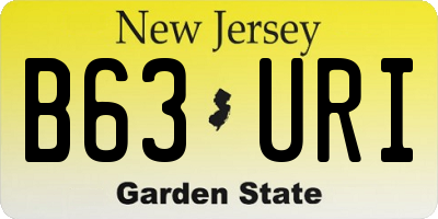 NJ license plate B63URI