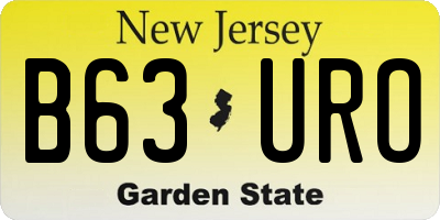 NJ license plate B63URO