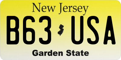 NJ license plate B63USA