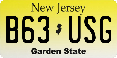 NJ license plate B63USG