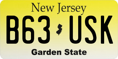 NJ license plate B63USK