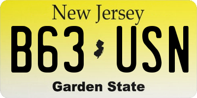 NJ license plate B63USN