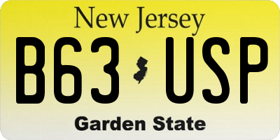 NJ license plate B63USP
