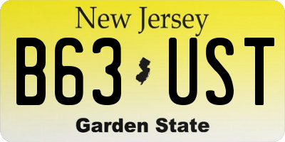NJ license plate B63UST