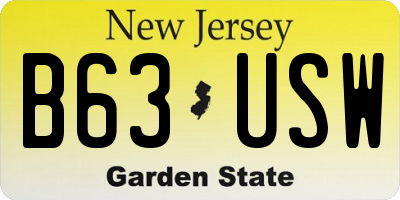 NJ license plate B63USW