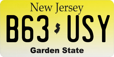 NJ license plate B63USY