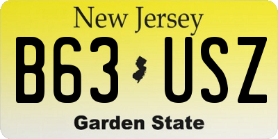 NJ license plate B63USZ