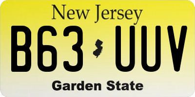 NJ license plate B63UUV