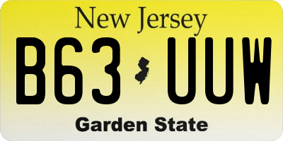 NJ license plate B63UUW