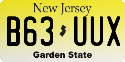 NJ license plate B63UUX