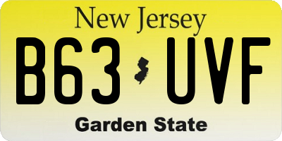 NJ license plate B63UVF