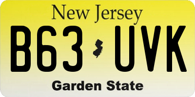NJ license plate B63UVK