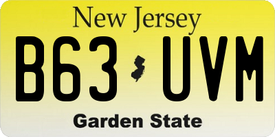 NJ license plate B63UVM