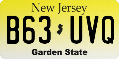 NJ license plate B63UVQ