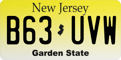 NJ license plate B63UVW
