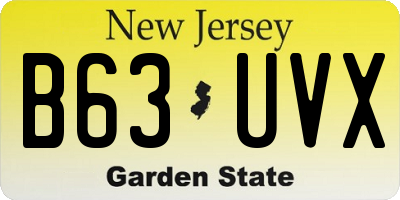 NJ license plate B63UVX