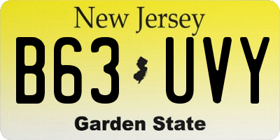 NJ license plate B63UVY