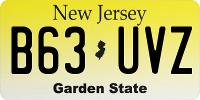 NJ license plate B63UVZ