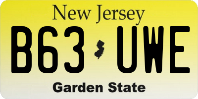 NJ license plate B63UWE