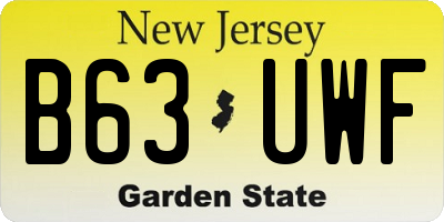 NJ license plate B63UWF