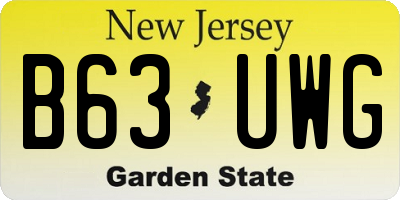 NJ license plate B63UWG